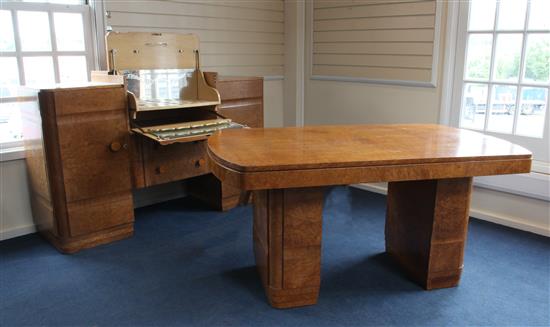 An Art Deco burr walnut stepped sideboard, sideboard W.5ft 6in.